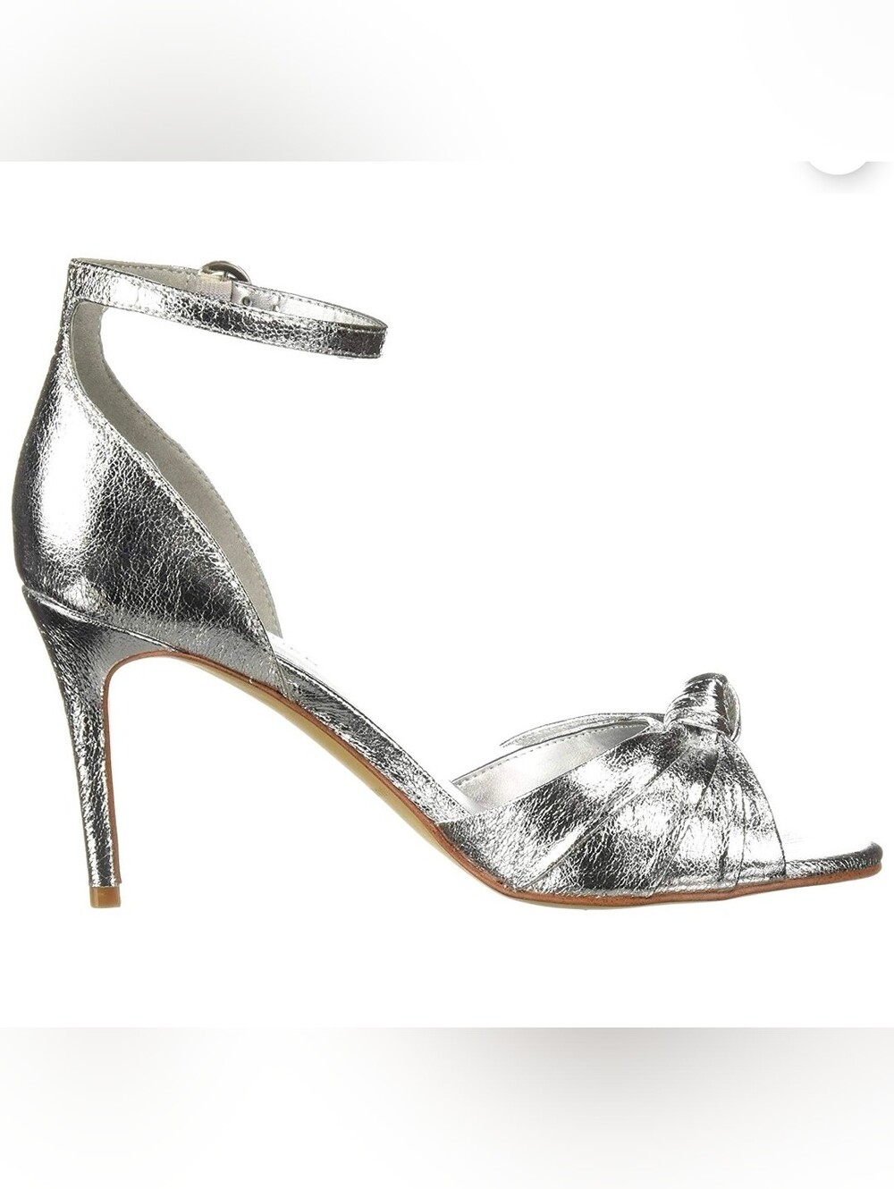 New Marc Fisher Silver Metallic Ankle-Strap Peep-Toe Heel - Picture 5 of 7